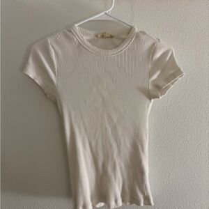 Madewell Cream Ribbed Short Sleeve Top